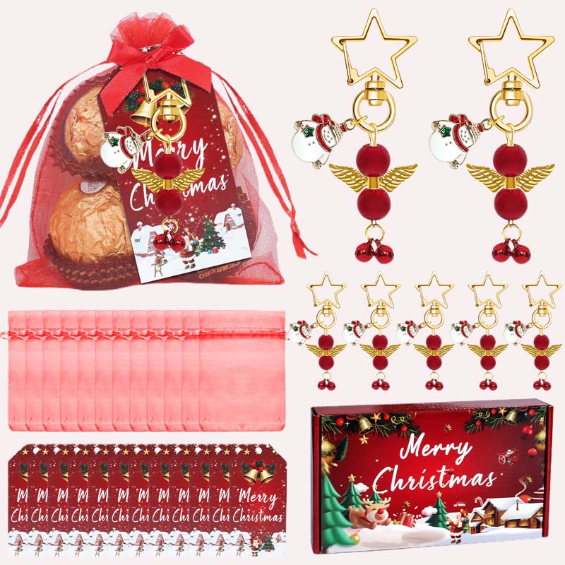 Weihnachten Roter Engel Schlüsselbund Geschenkbox Set