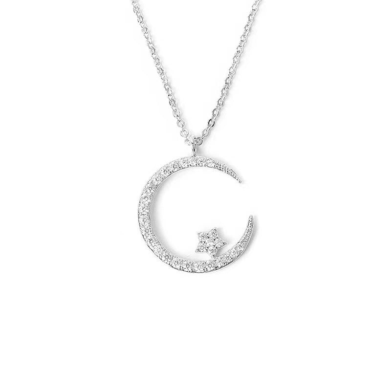 Luna Nova Super Shine Zircon Star & Moon Necklace