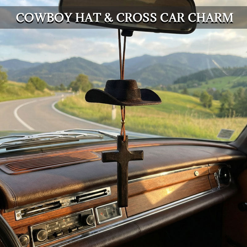 🤠The Rancher‘s Cross | Cowboy Hat & Cross Car Charm for Faith & Freedom🚗✨