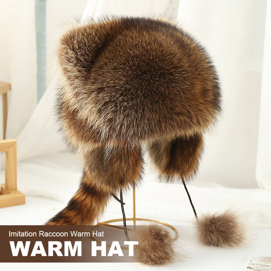 🦝Rascal Raccoon Faux Fur Hat with Ears | Cute Animal Winter Hat
