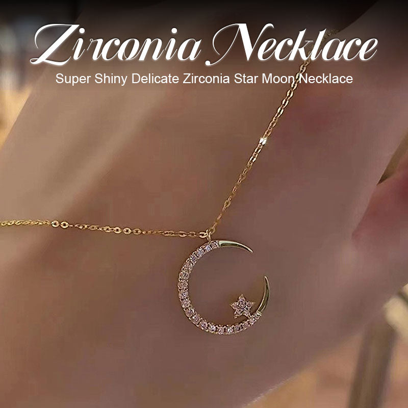 Luna Nova Super Shine Zircon Star & Moon Necklace