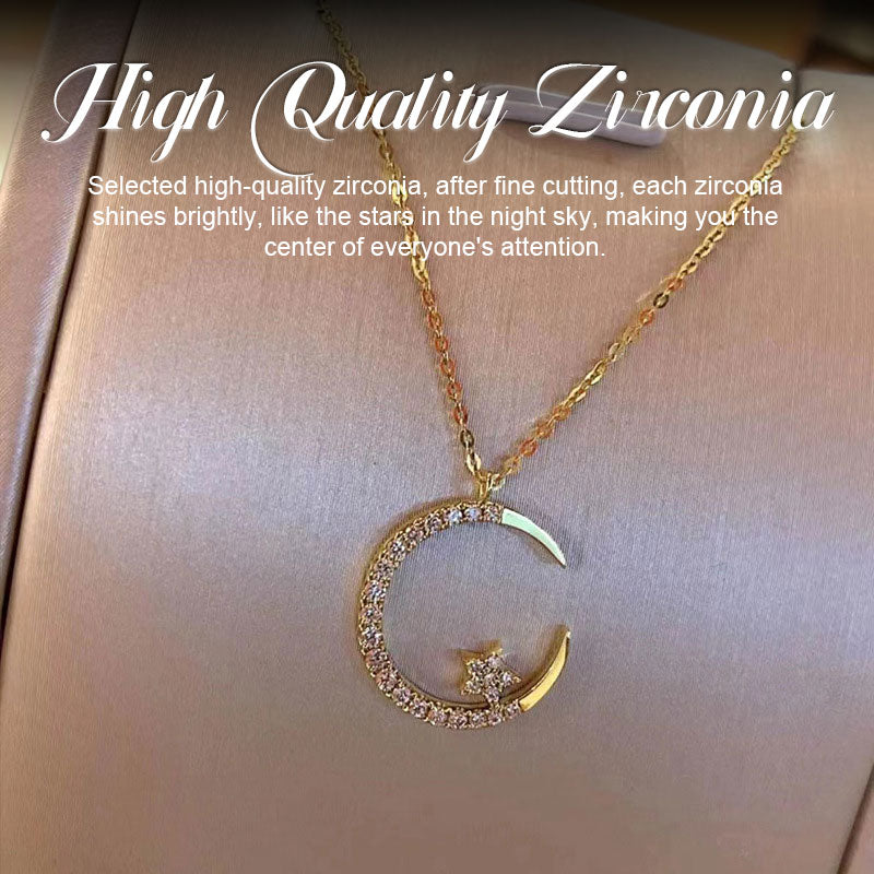 Luna Nova Super Shine Zircon Star & Moon Necklace