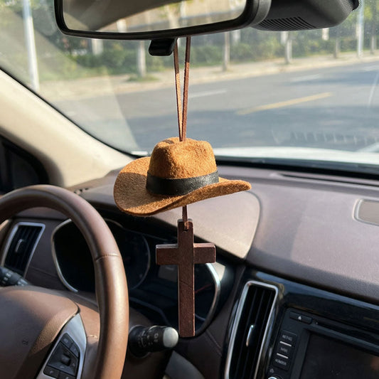 🤠The Rancher‘s Cross | Cowboy Hat & Cross Car Charm for Faith & Freedom🚗✨