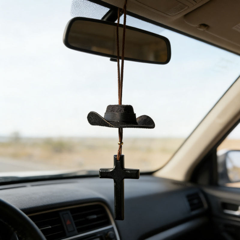 🤠The Rancher‘s Cross | Cowboy Hat & Cross Car Charm for Faith & Freedom🚗✨