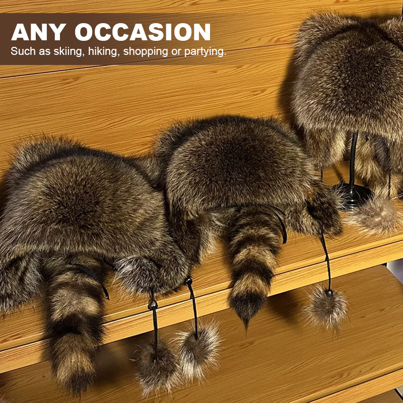 🦝Rascal Raccoon Faux Fur Hat with Ears | Cute Animal Winter Hat