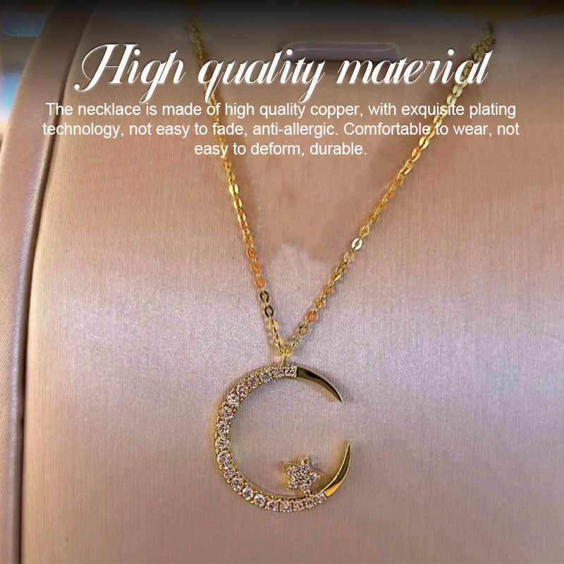 Luna Nova Super Shine Zircon Star & Moon Necklace
