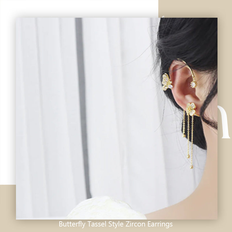 Butterfly Tassel Style Zircon Earrings