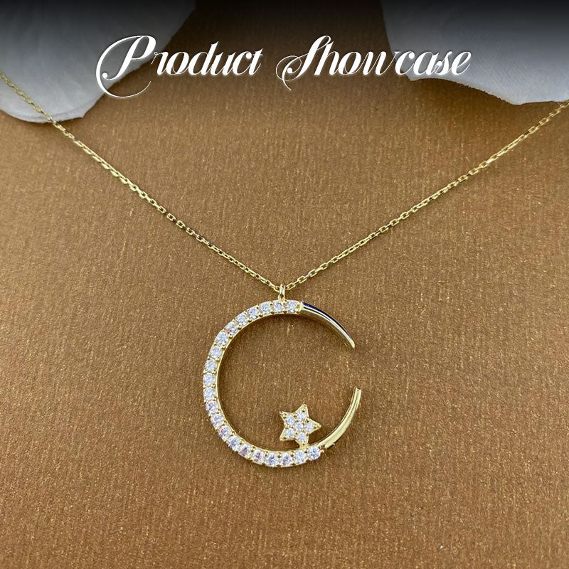 Luna Nova Super Shine Zircon Star & Moon Necklace