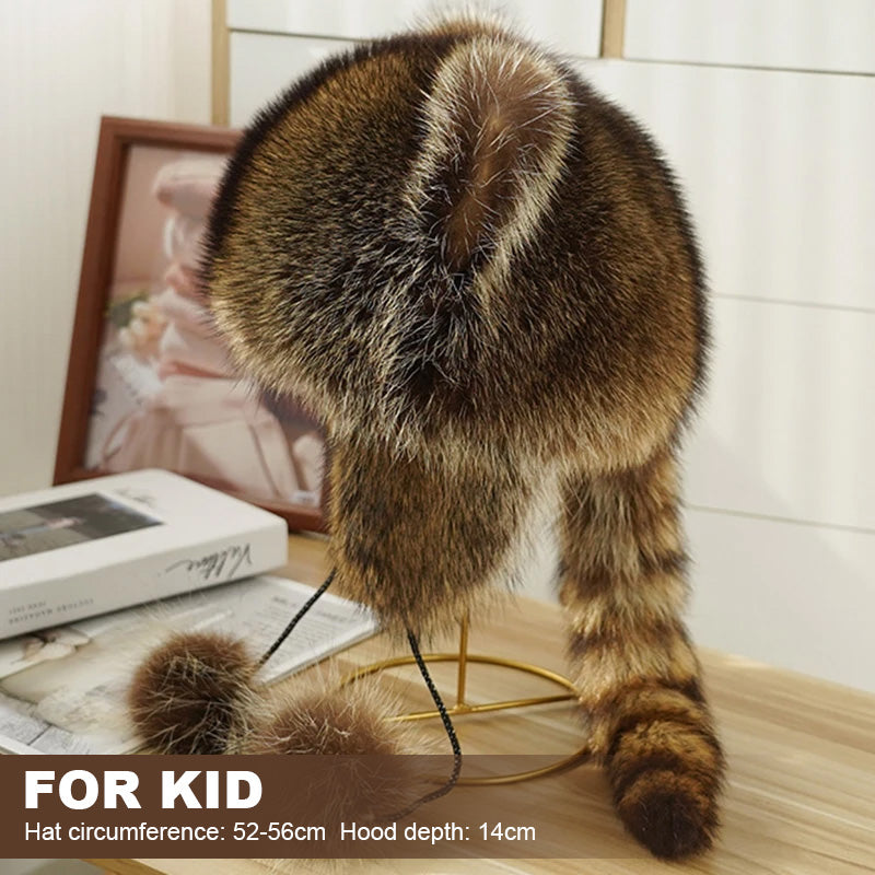 🦝Rascal Raccoon Faux Fur Hat with Ears | Cute Animal Winter Hat