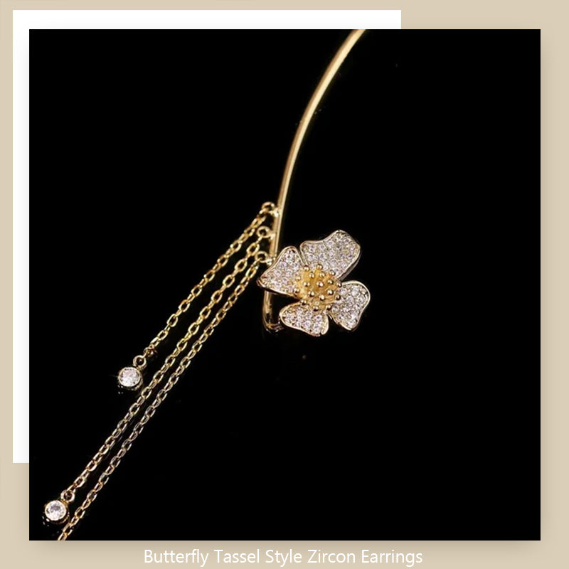 Butterfly Tassel Style Zircon Earrings