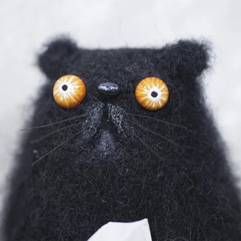 🎄✨Wool Felt Familiars – Handmade Weird Felt Cat | Needle Felted Desk Companion & Unique Gift